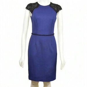 JS Boutique Sheath Dress Lace Beaded Sleeves Purple Black Size  4